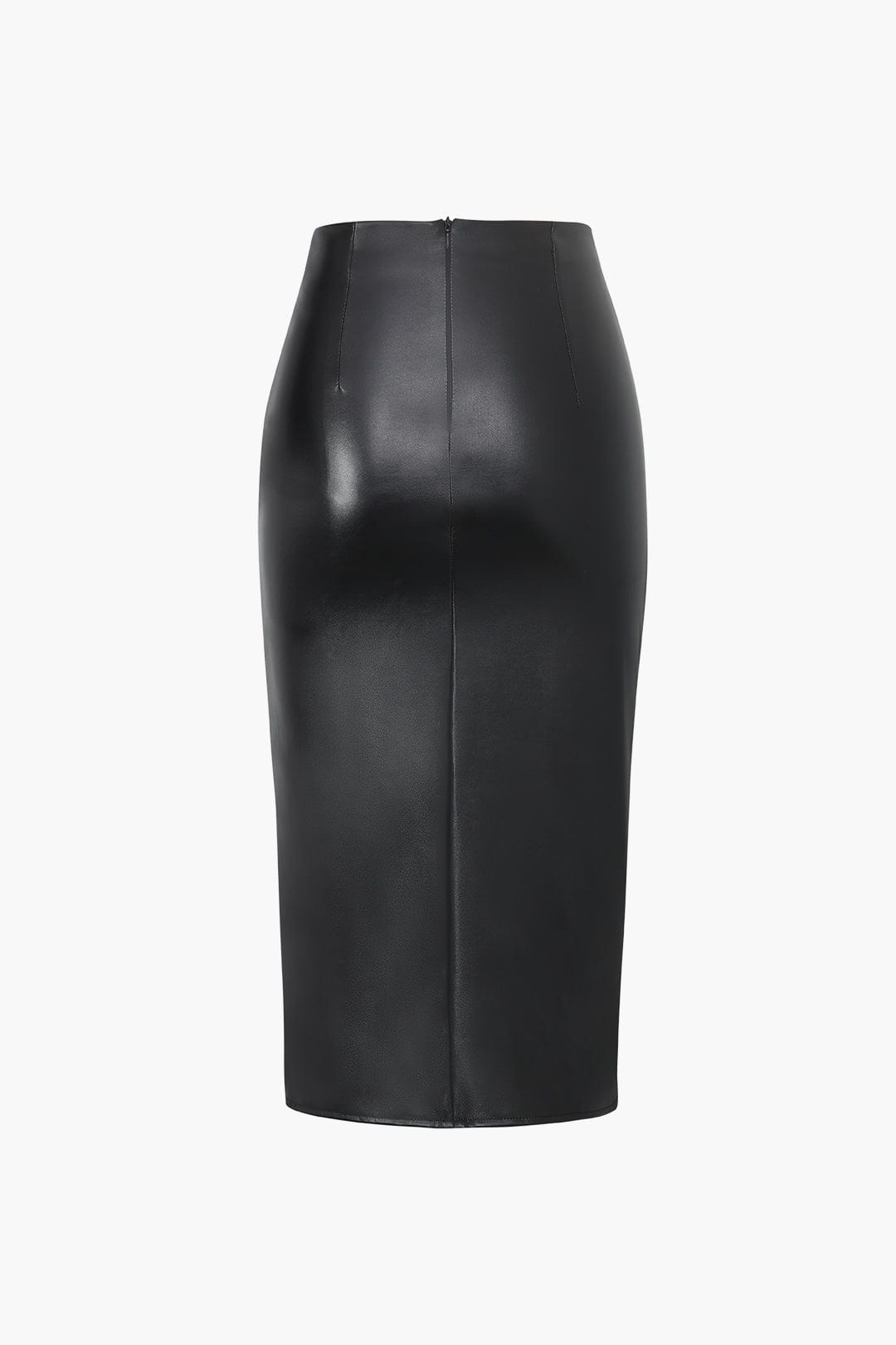 Damen Midirock Kunstleder Asymmetrisch