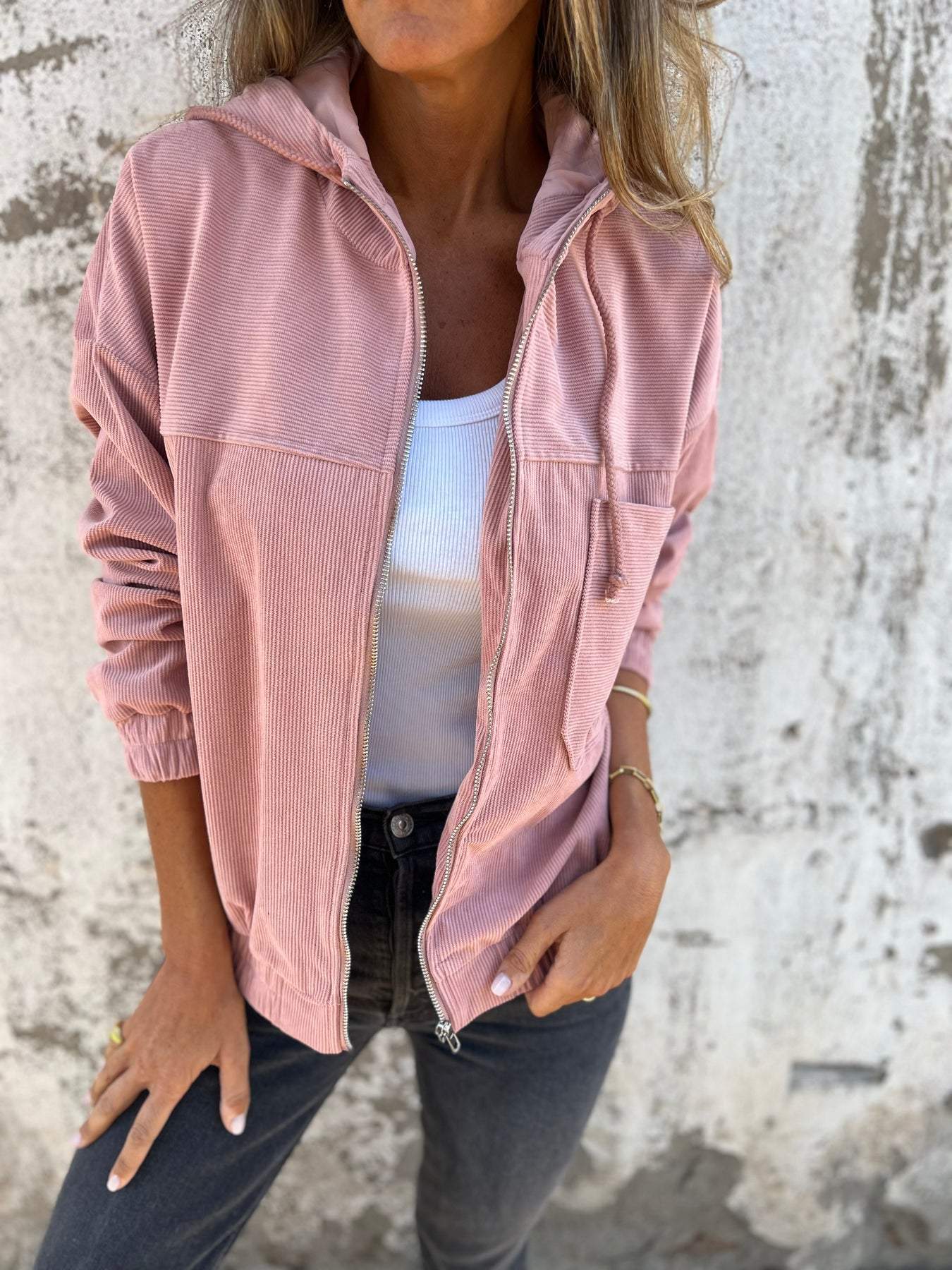 Norvielle Damen Cordjacke Reißverschluss