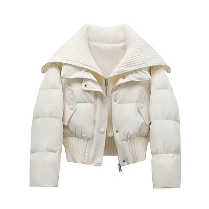 Damen Pufferjacke Oversized Hohler Kragen Schwarz - Norvielle