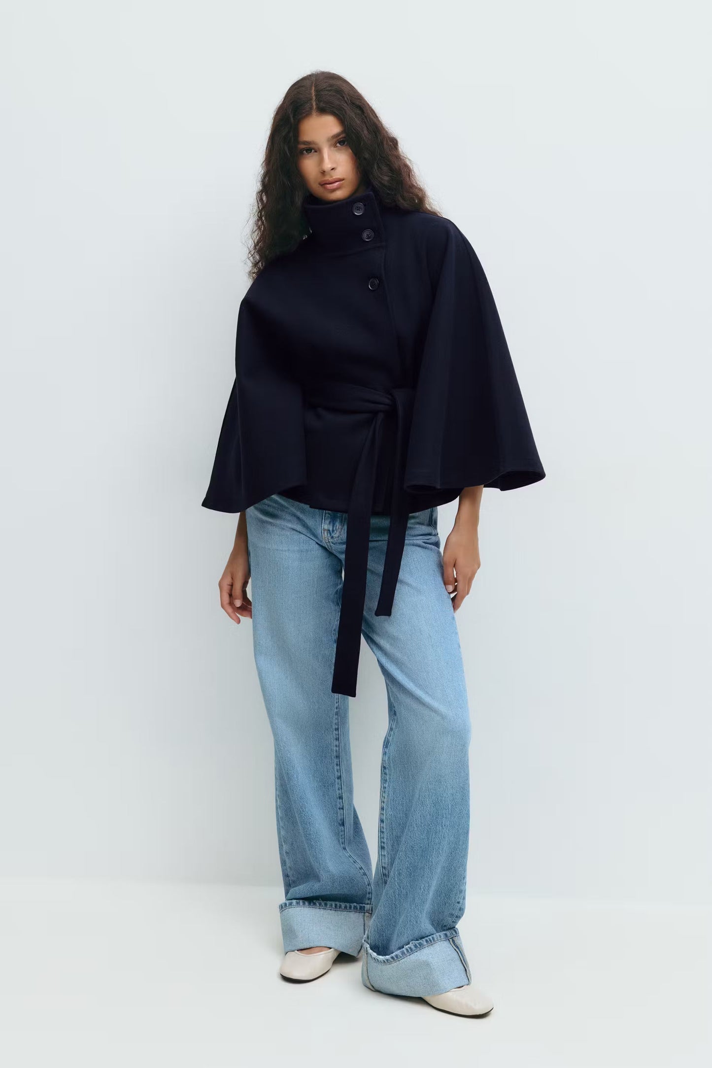 Damen Jacke Gürtel Weite Silhouette Modern