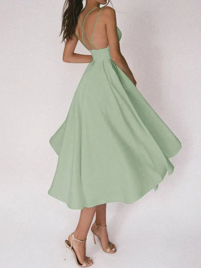 Elegantes Damenkleid V-Ausschnitt Träger