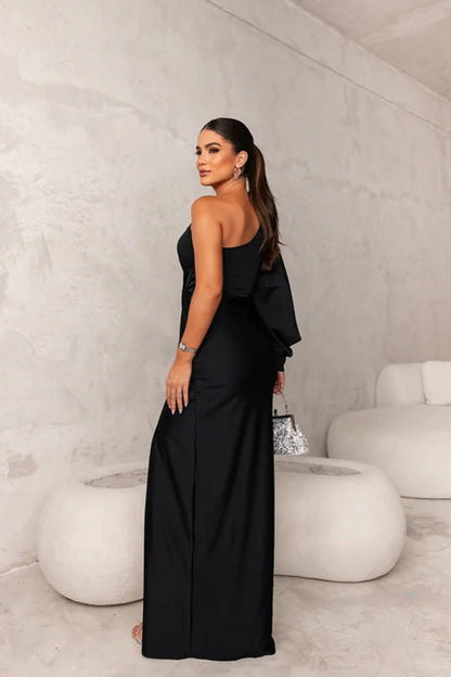 Damen Abendkleid Einer Schulter Raffung - Norvielle