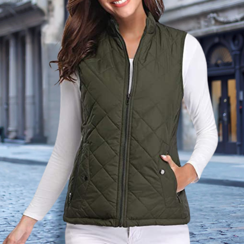 Damen Steppjacke Elegantes Design Reißverschluss