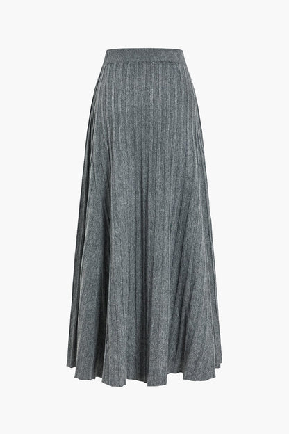 Damen Midirock Plissee Elastischer Bund