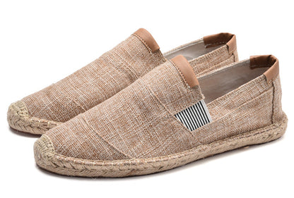 Stilvolle Damen Leinwandstrohschuhe Sommer Beige