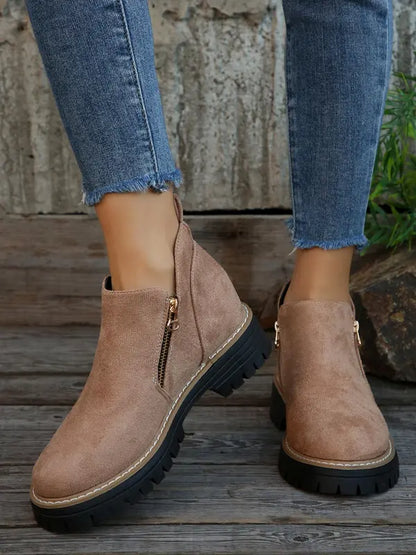 Damen Stiefeletten Reißverschluss Robust