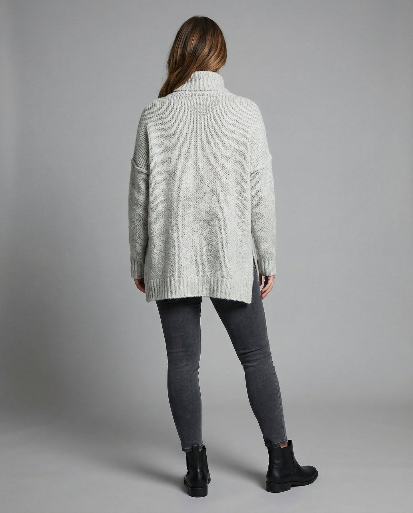 Norvielle Damen Strickpullover Lang Kuschelig Beige