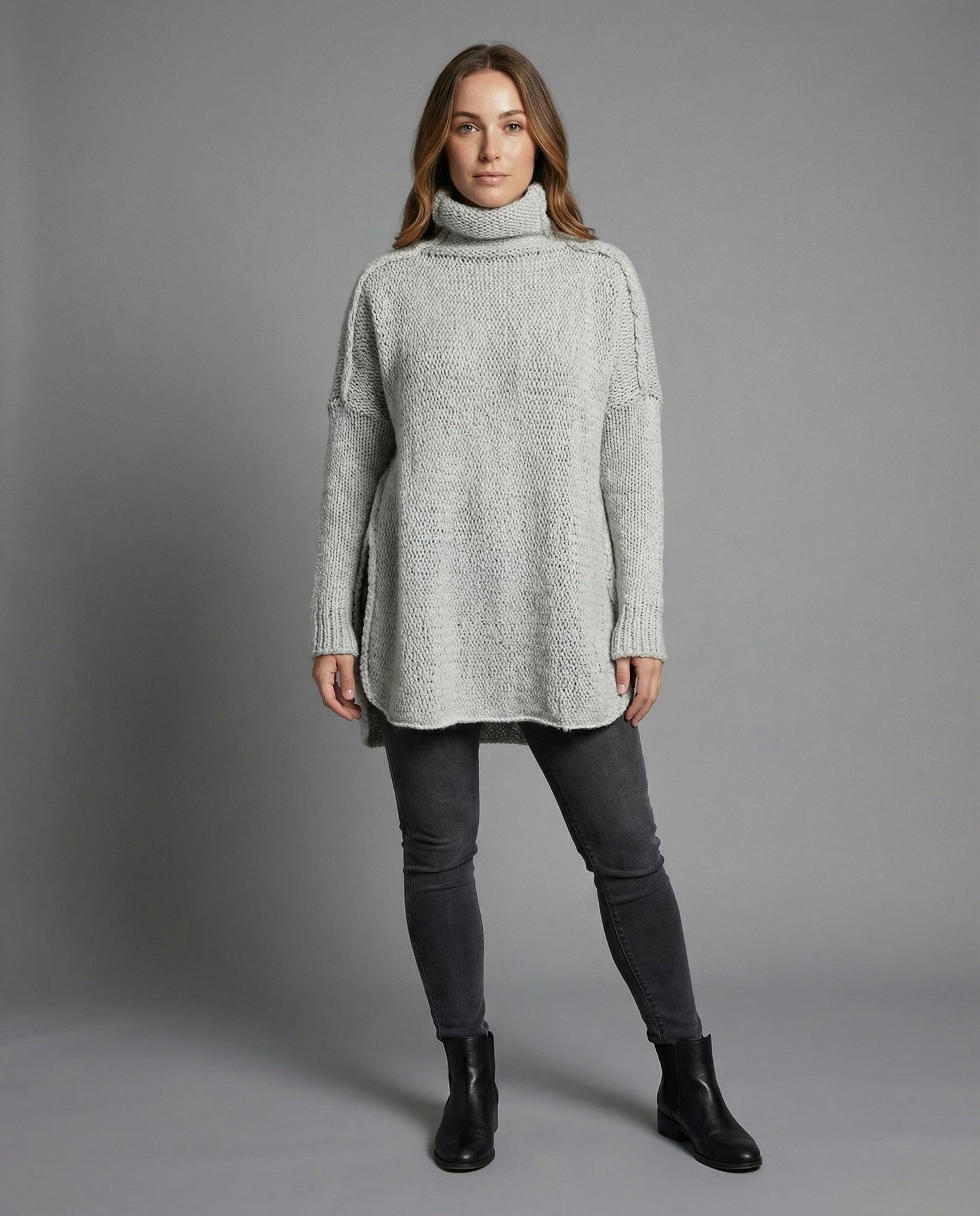 Norvielle Damen Strickpullover Lang Kuschelig Beige