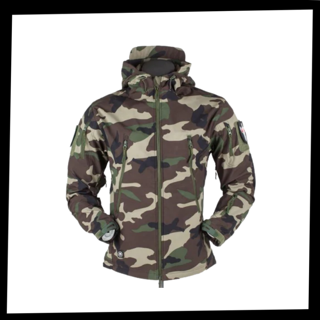 Taktisches Kampfjacket Militärstil Camo wird zu:
Taktisches