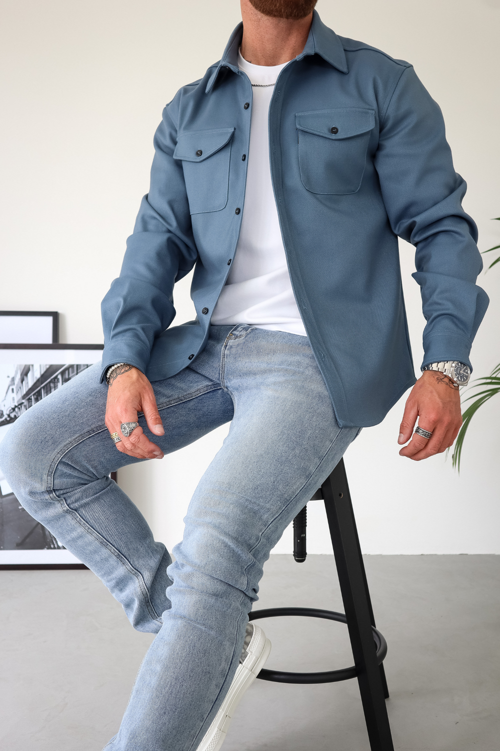 Herren Hemdjacke mit Brusttaschen
