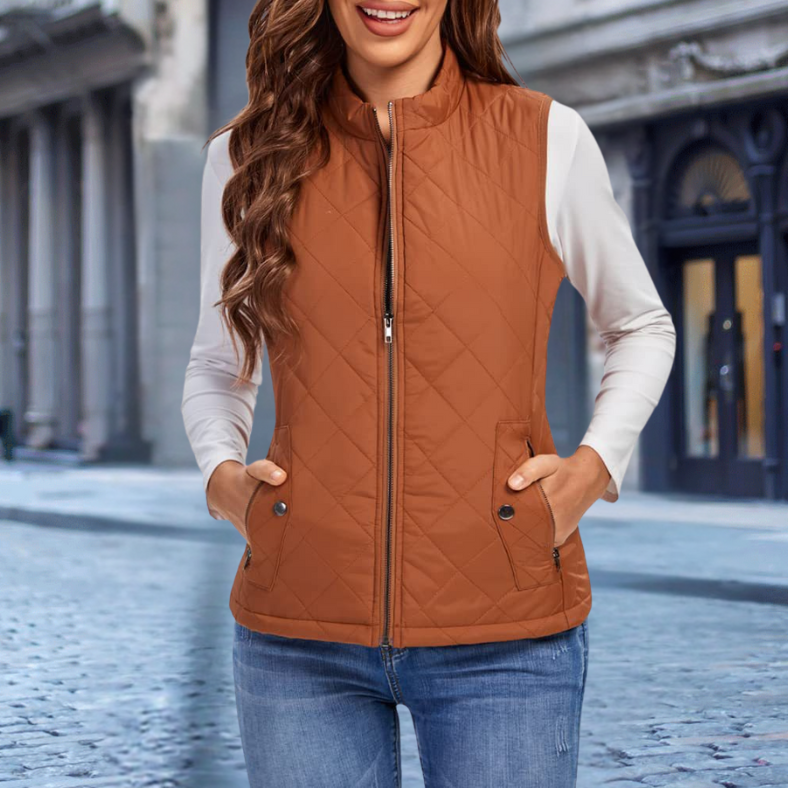 Damen Steppjacke Elegantes Design Reißverschluss