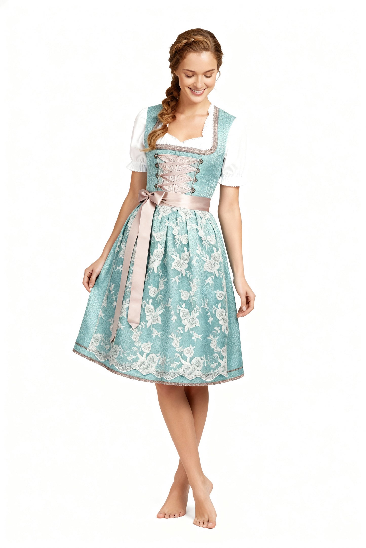 Damen Dirndl Traditionell mit Schürze für Oktoberfest