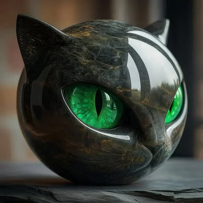 NyxCharm Mystische Schwarze Katzenkopf Skulptur - Norvielle