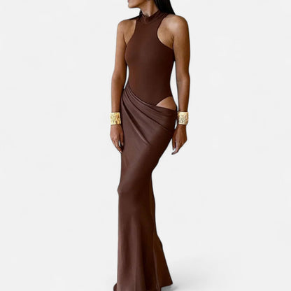 Damen Maxikleid Cut-Out Neckholder