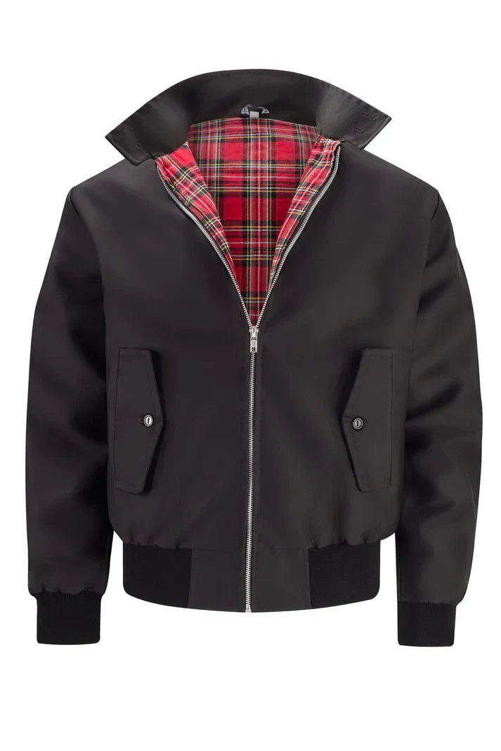 Herren Bomberjacke Stehkragen Karo Modern