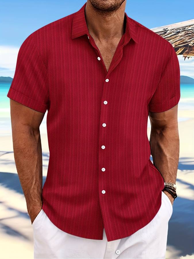 Owen Herren Kurzarm Hemd Gestreift Relaxed Fit Sommer
