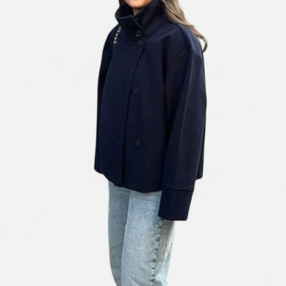 Damen Kurzjacke Stehkragen Modern Zeitlos