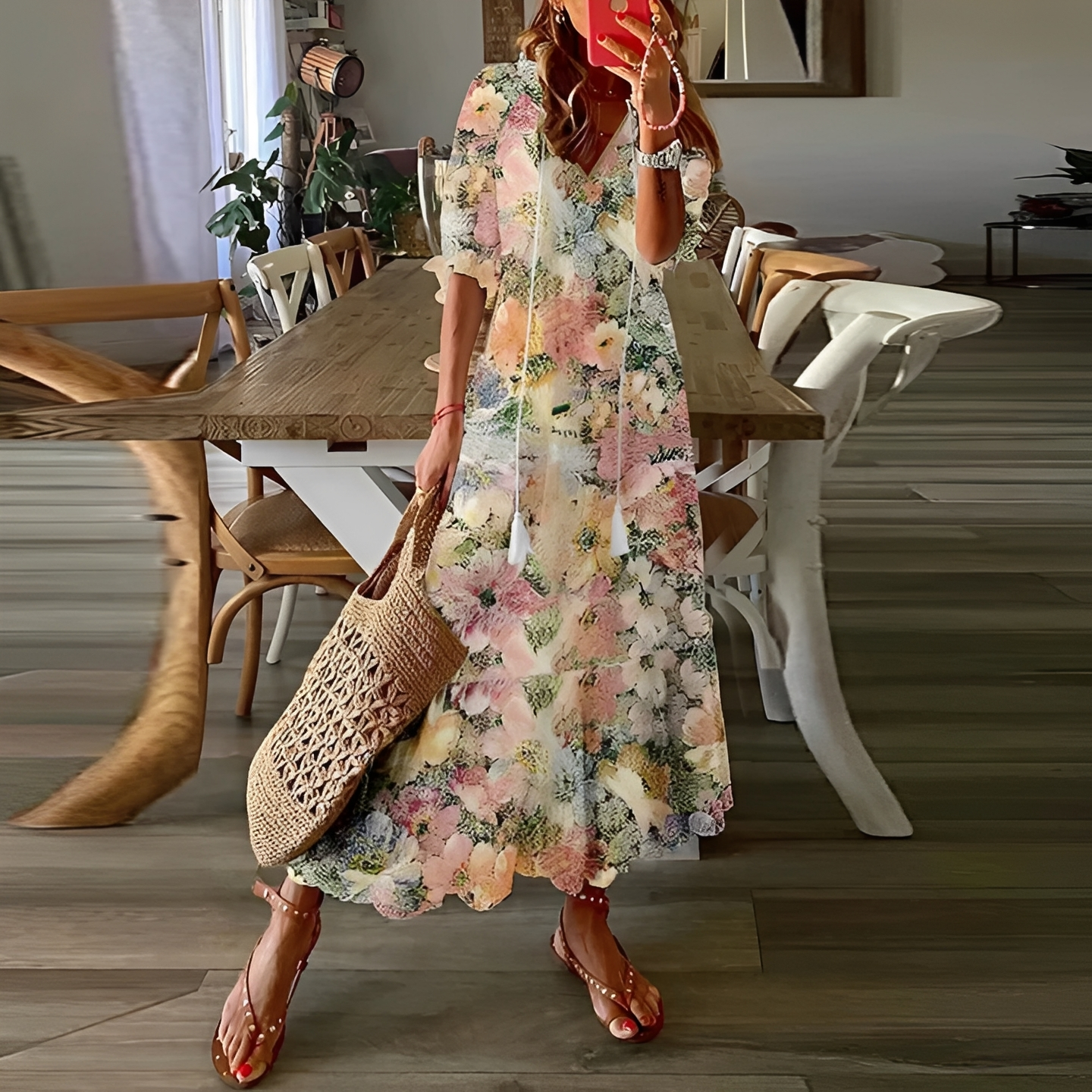 Lylea Damen Sommerkleid Leicht Chiffon
