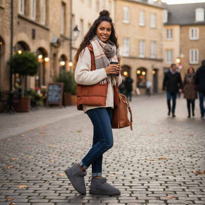 Damen Winterboots Gefüttert Woll-Innenfutter