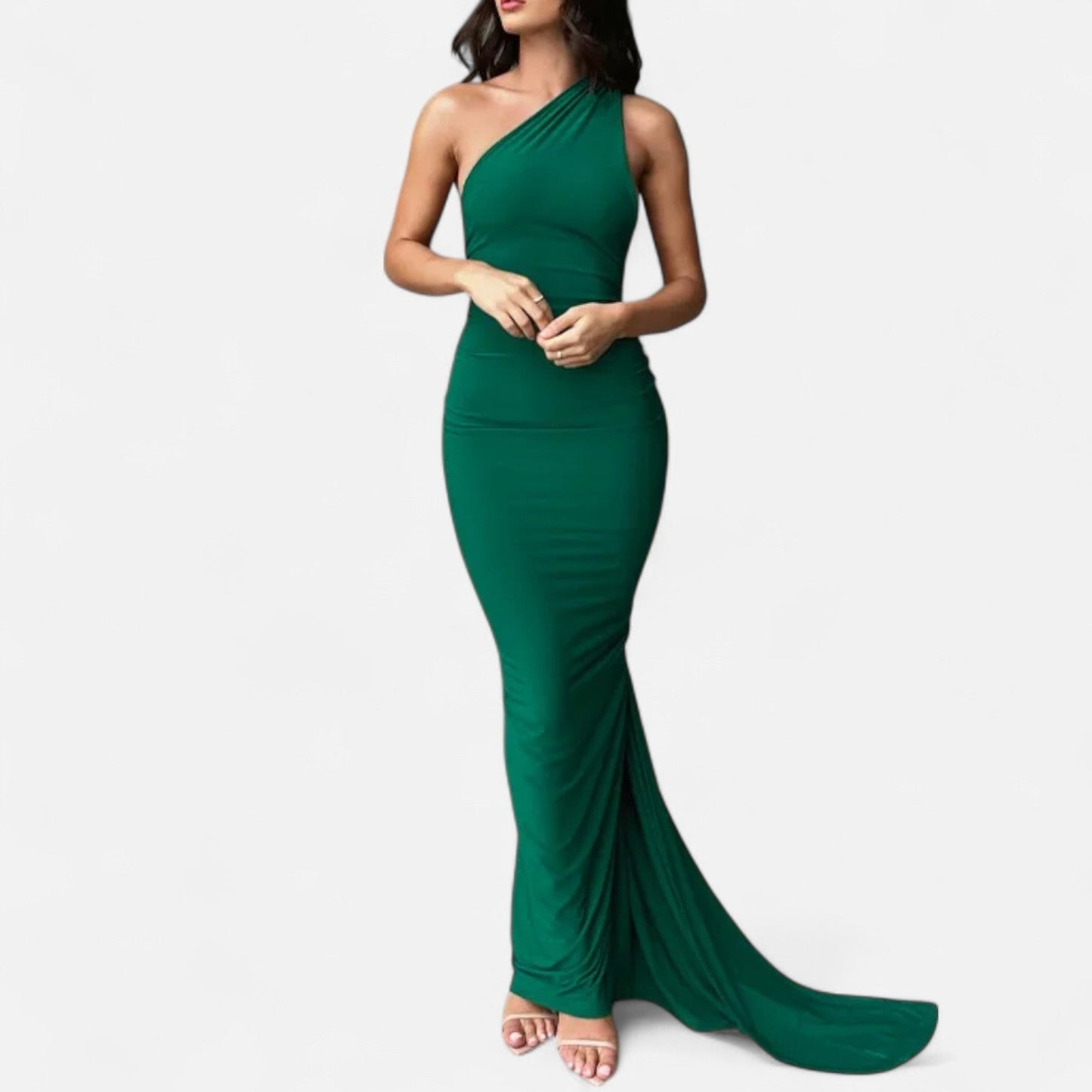 Damen Maxikleid Ein-Schulter-Neckholder