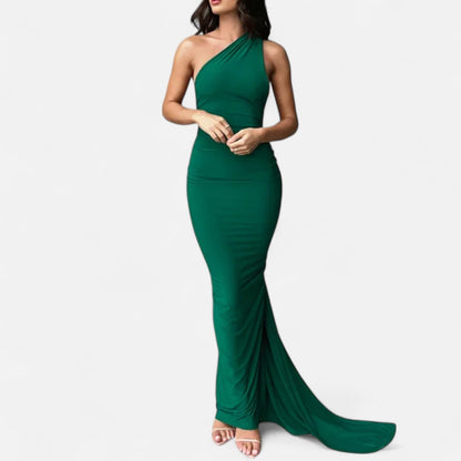 Damen Maxikleid Ein-Schulter-Neckholder