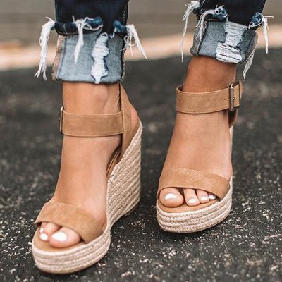 Damen Keilabsatz Sandalen Offene Zehenpartie Jasmin