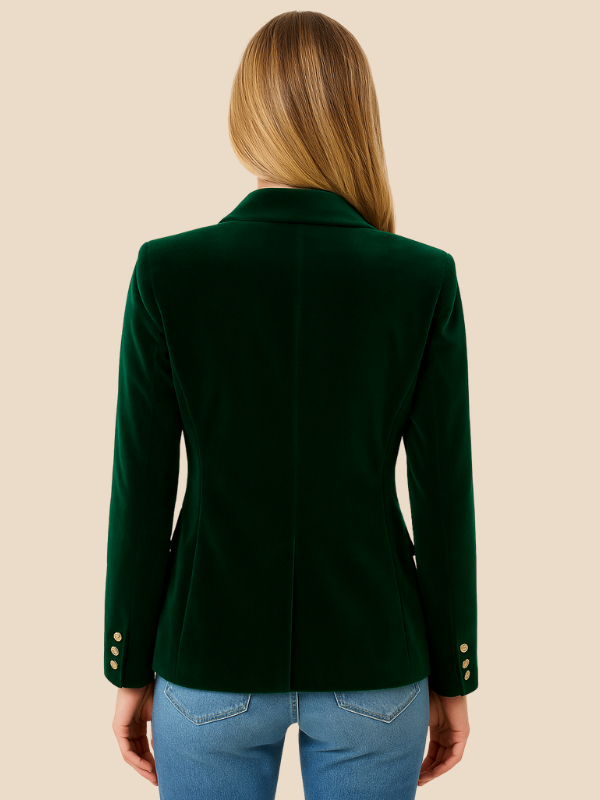 Damen Samt Blazer Reverskragen Elegant