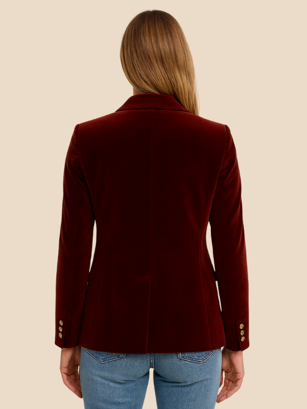 Damen Samt Blazer Reverskragen Elegant