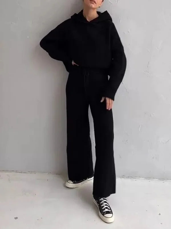 Damen Hoodie Set Gestreift Baumwolle