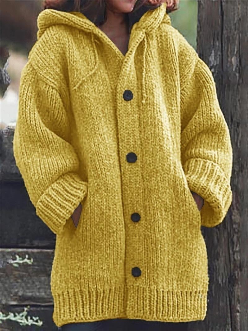 Norvielle Damen Übergroße Strickjacke Mit Kapuze - Norvielle