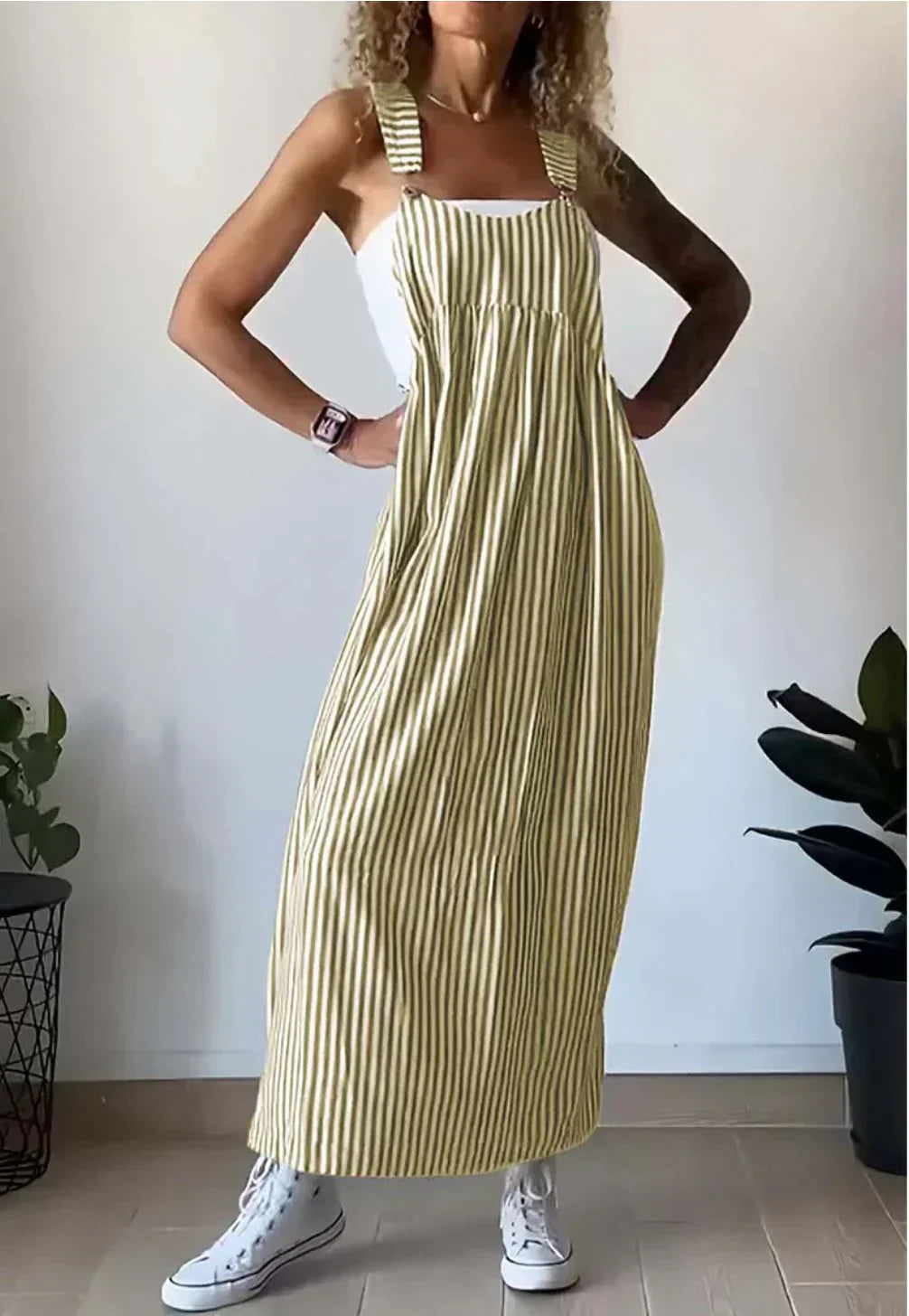 Latzkleid Damen Leicht Streifen
