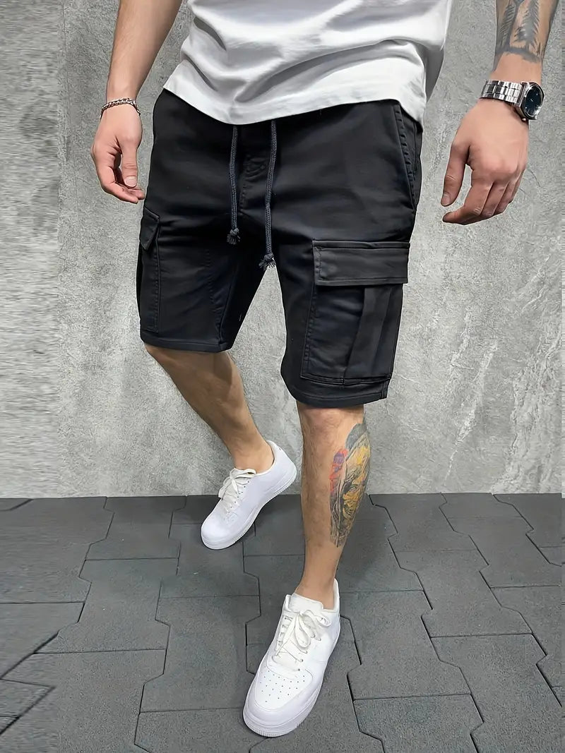 Herren Cargo Shorts mit Kordelzug und Utility Taschen