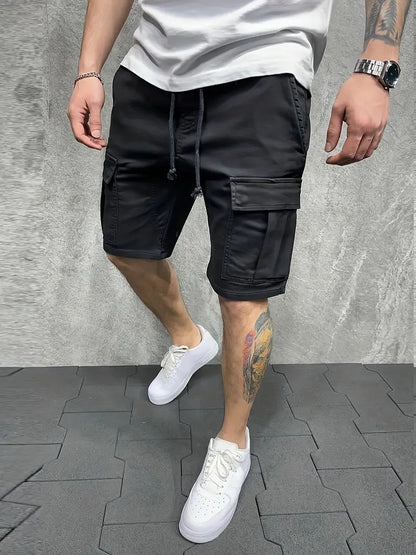 Herren Cargo Shorts mit Kordelzug und Utility Taschen