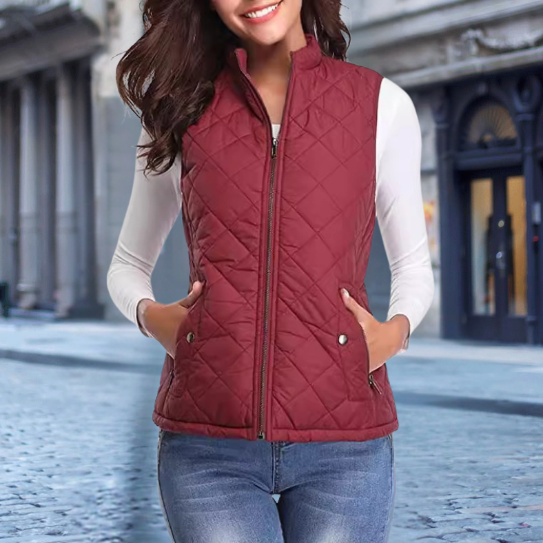Damen Steppjacke Elegantes Design Reißverschluss