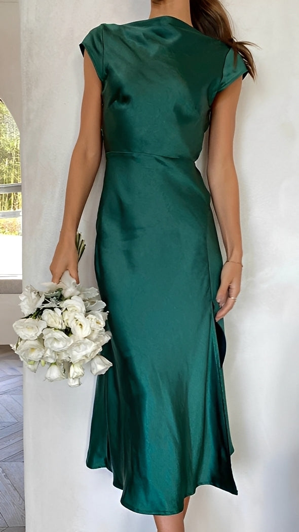 Damen Midikleid Flügelärmel Elegantes Design