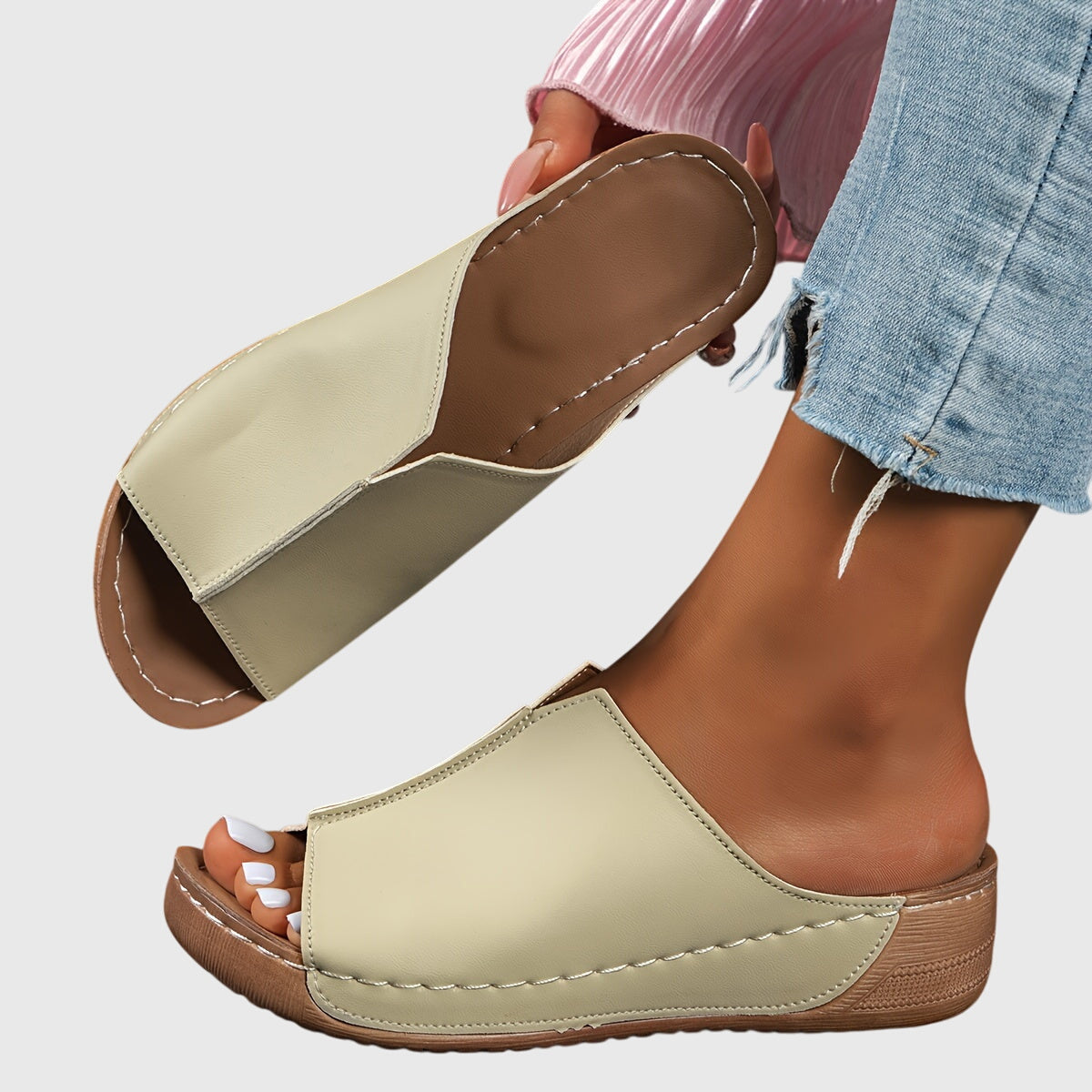 Damen Keilabsatz-Sandalen Offen