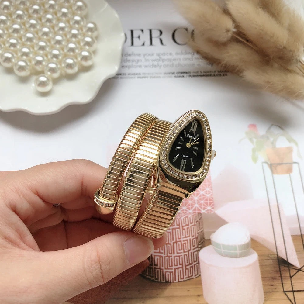 Norvielle Damen Armbanduhr Goldene Wickelarmband