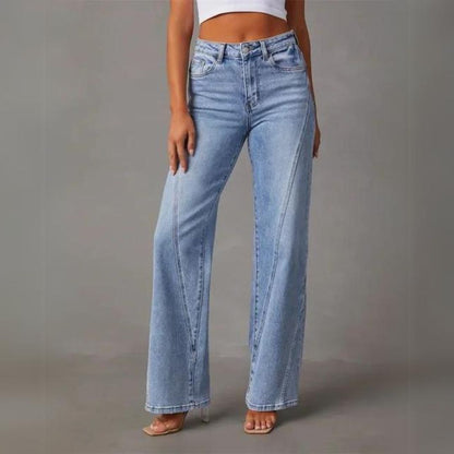 Damen High-Rise Jeans Weites Bein Denim