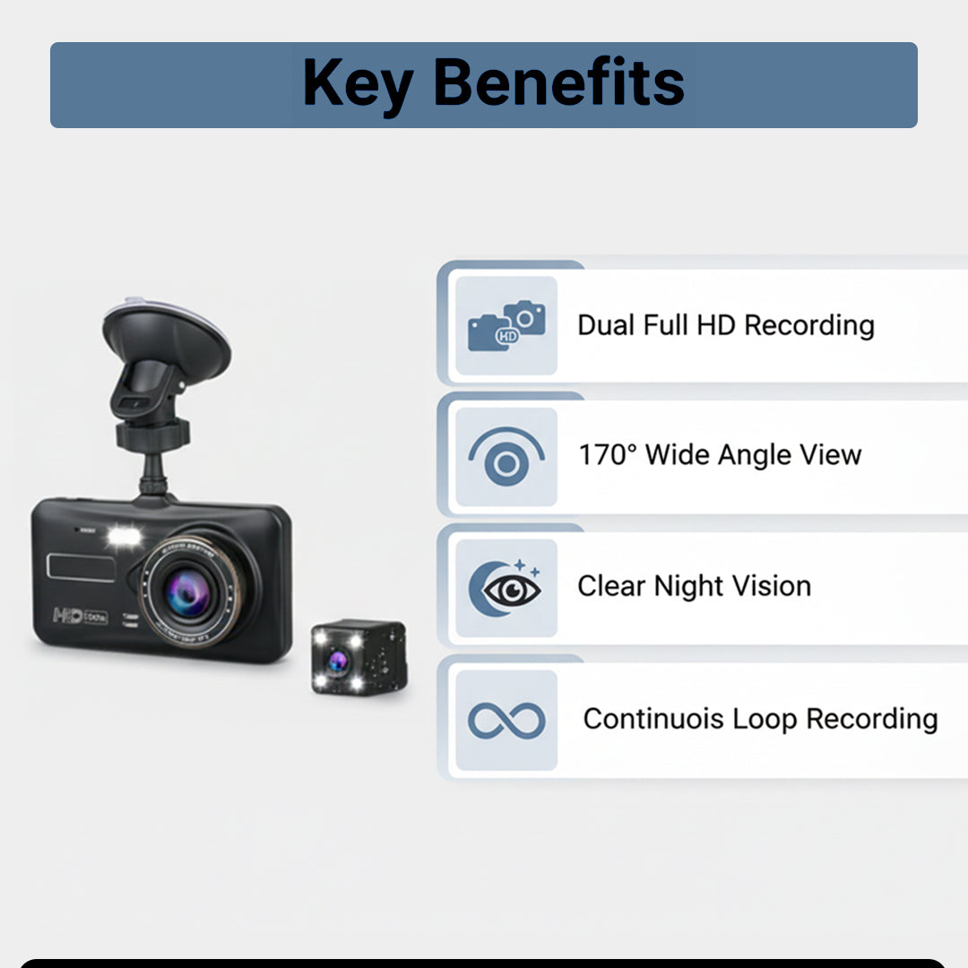 Dual-Dashcam Front Rückseite 170° Breitwinkel