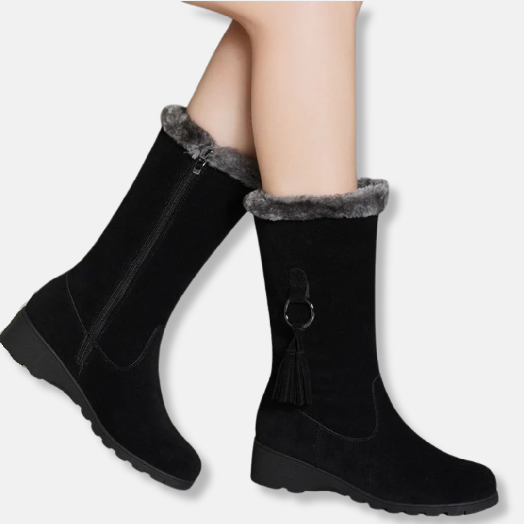 Norvielle Damen Stiefel Mittelknöchel Niedriger Absatz