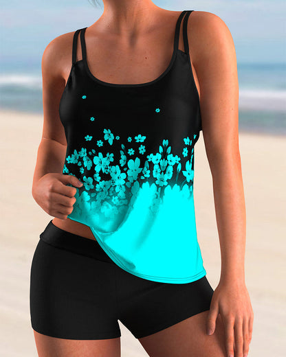Damen Tankini Set Blumenmuster Badeanzug