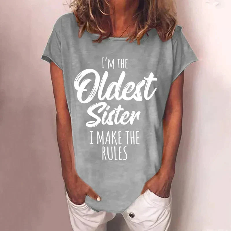 Norvielle Damen T-Shirt Rundhals Buchstabendruck