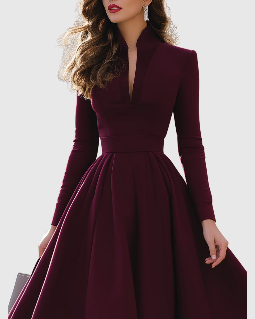 Isabeau Damen Midi-Kleid Tailliert Elegantes Design