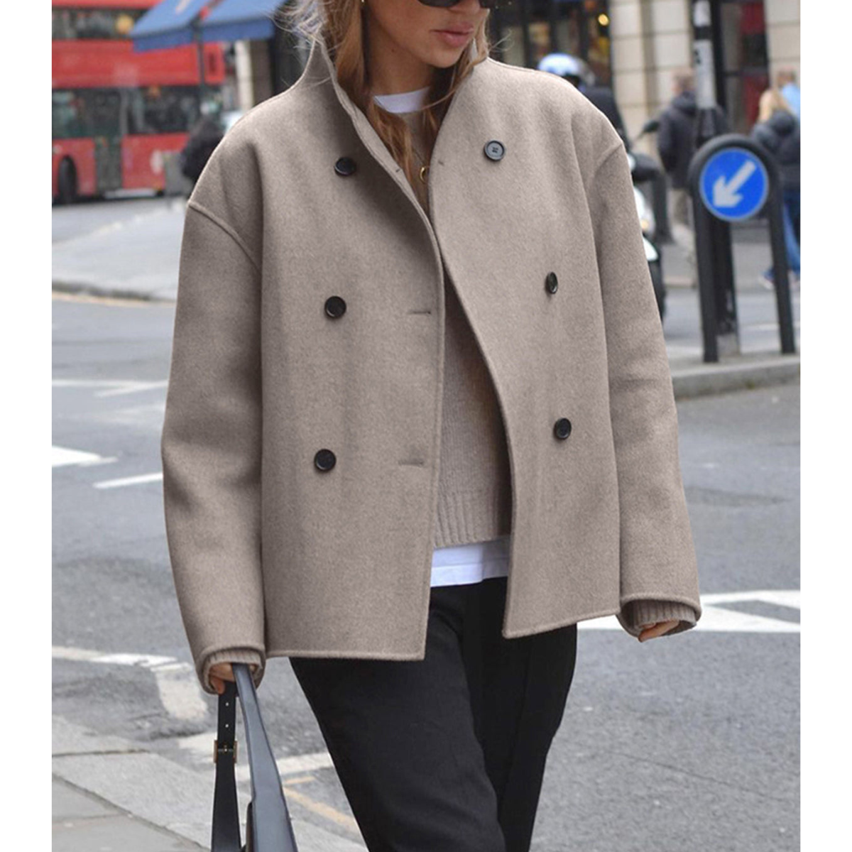 Norvielle Damen Oversized Mantel Übergangsjacke - Norvielle