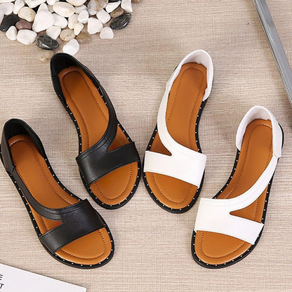 Damen Sommer-Sandalen Offene Spitze Geschlossene Ferse Bequem Flach