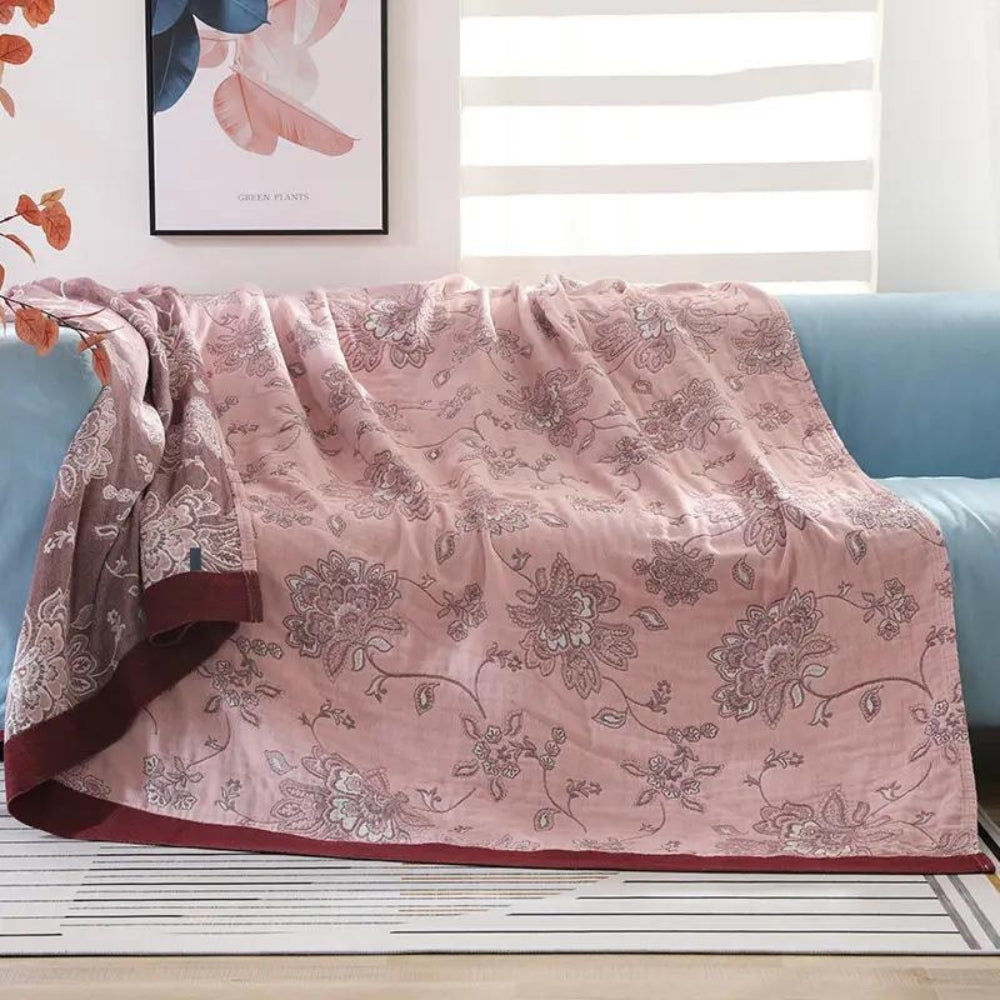 Blumige Komfortdecke Baumwolle Weich Rosa