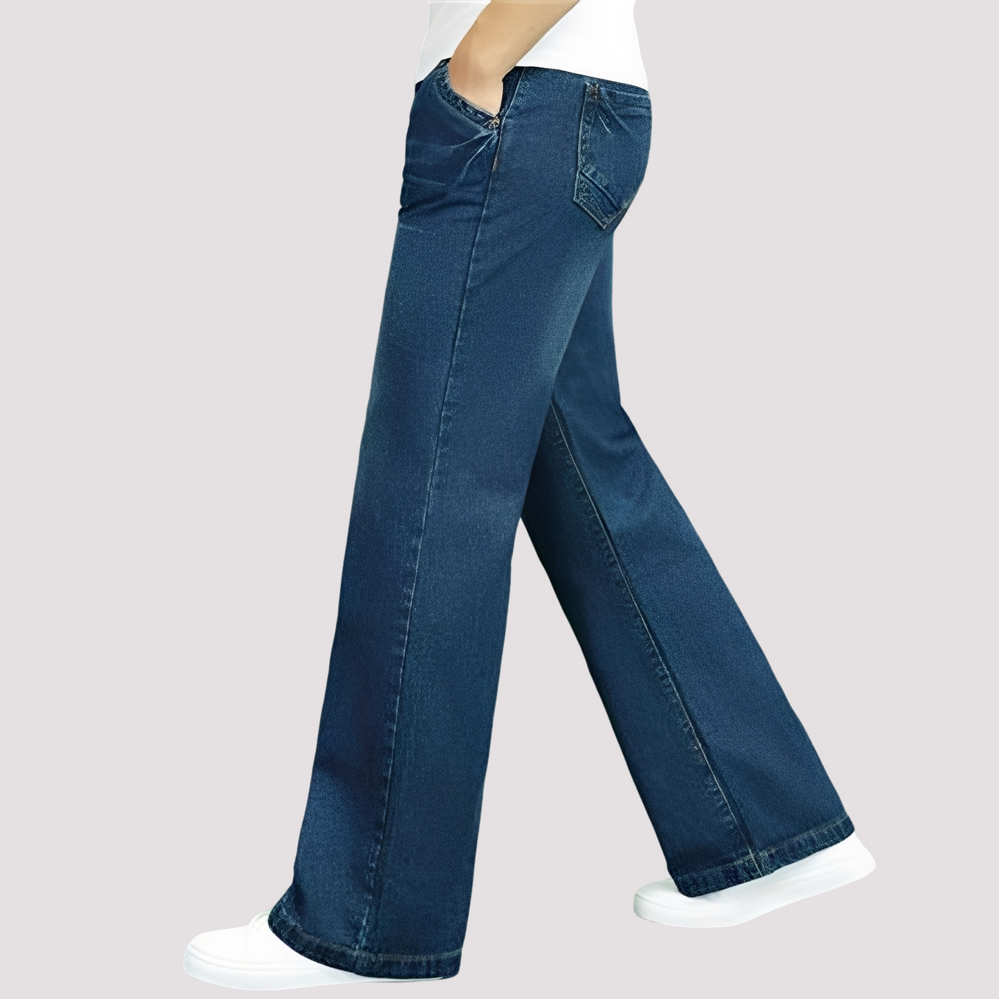 Damen Jeans Gerade Geschnitten Weites Bein