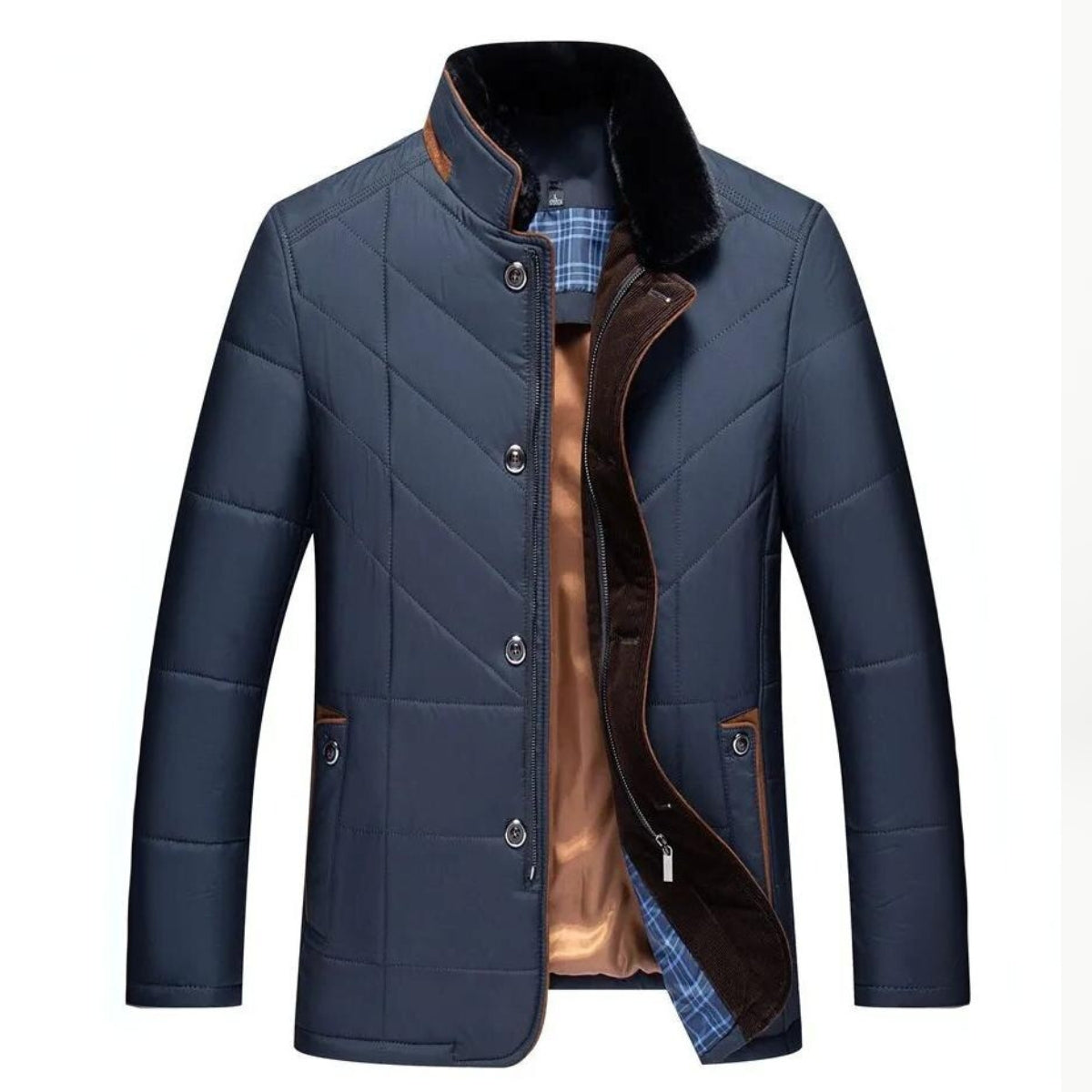 Damen Winterjacke Stehkragen Schwarz - Norvielle