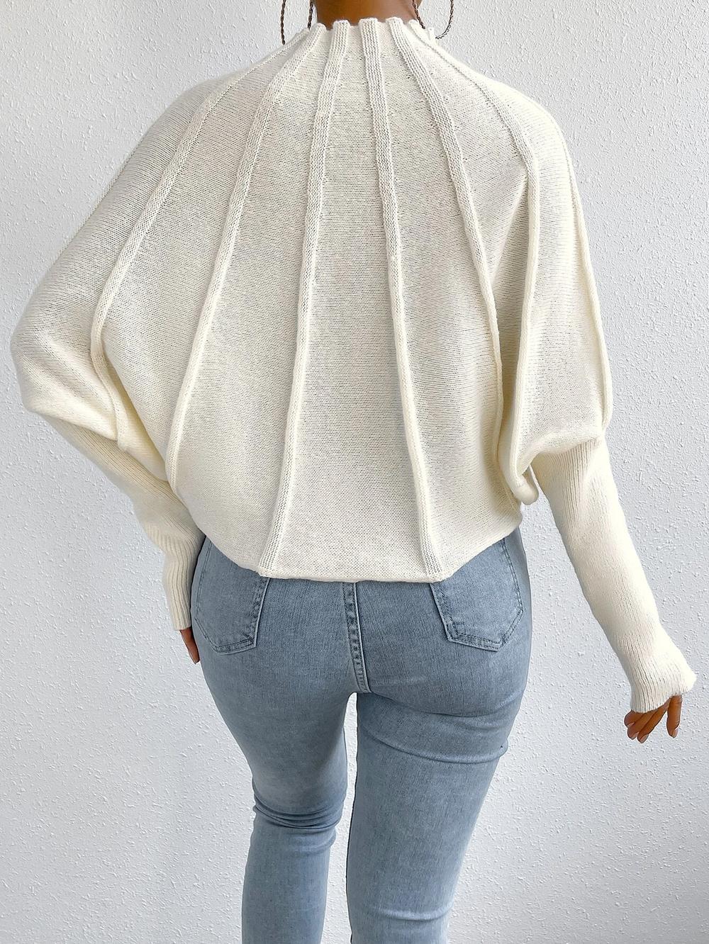 Norvielle Damen Kaschmir Strickpullover Fledermausärmel
