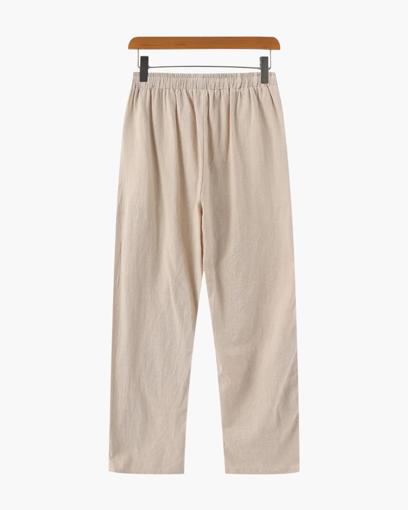 Herren Leinenhose Loose Fit mit Kordelzug Beige